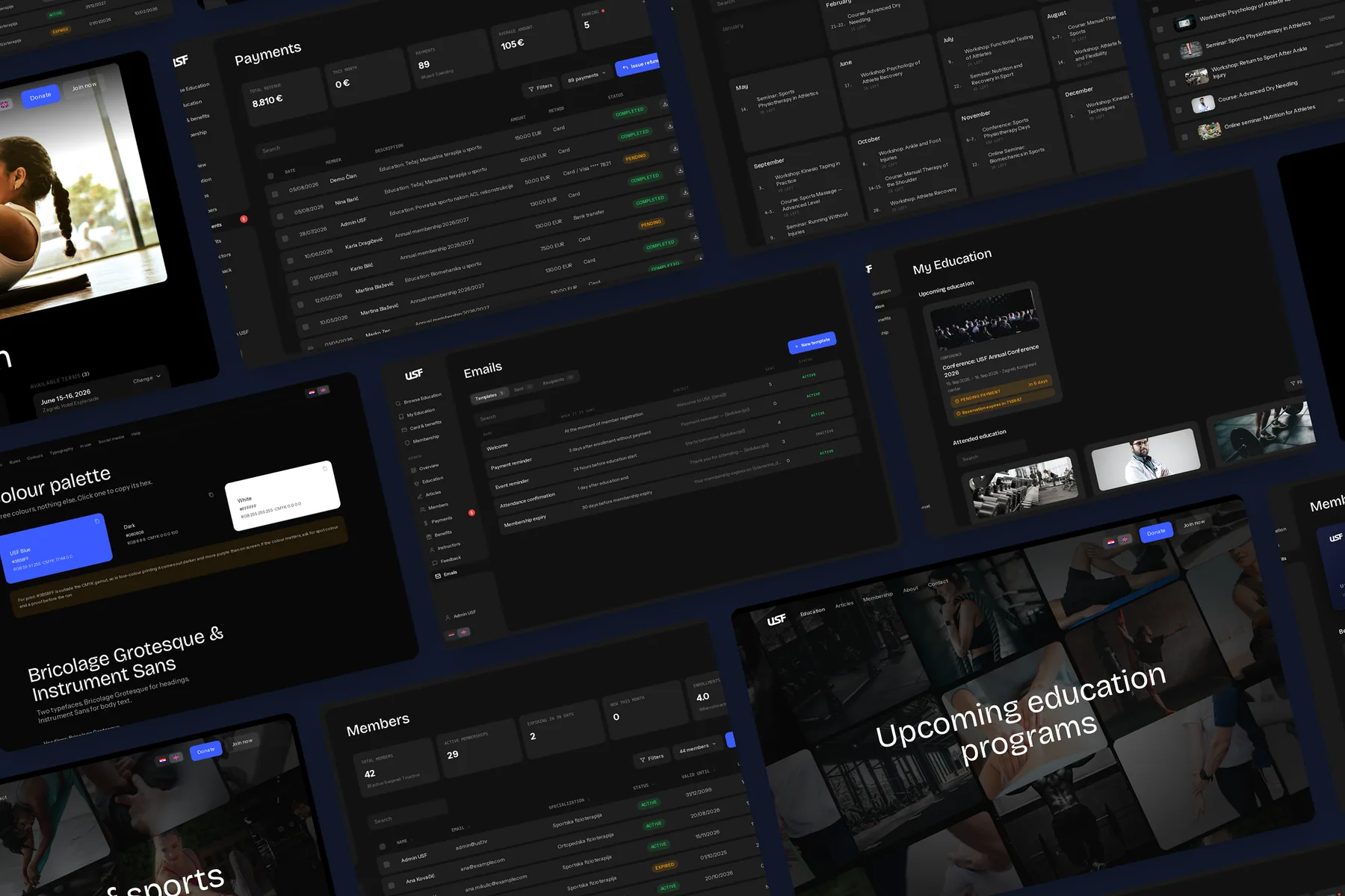 USF Association Platform — public site, member dashboard and admin panel